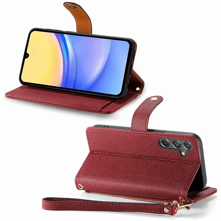 For Samsung Galaxy A15 4G / 5G Phone Case Heart Pattern Leather RFID Blocking Cover