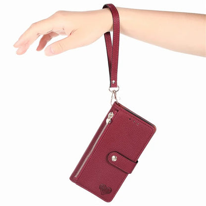 For Samsung Galaxy A15 4G / 5G Phone Case Heart Pattern Leather RFID Blocking Cover