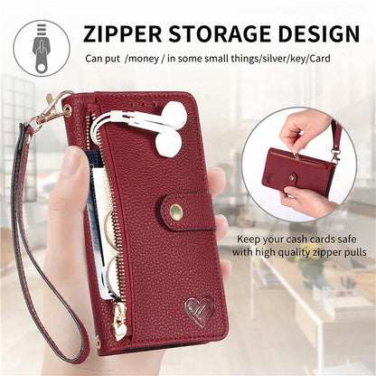 For Samsung Galaxy A15 4G / 5G Phone Case Heart Pattern Leather RFID Blocking Cover