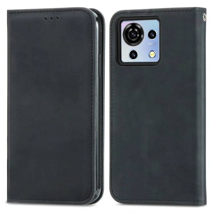 Phone Stand Case for ZTE Blade V50 Vita Shell Skin-touch PU Leather Cover
