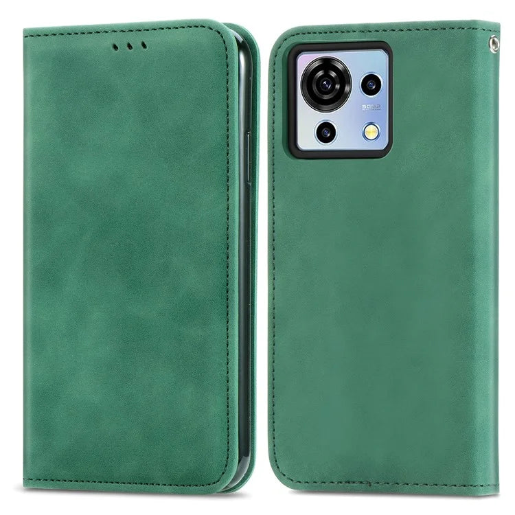 Phone Stand Case for ZTE Blade V50 Vita Shell Skin-touch PU Leather Cover