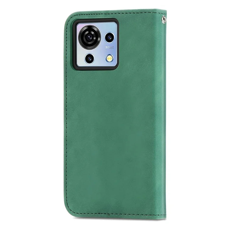 Phone Stand Case for ZTE Blade V50 Vita Shell Skin-touch PU Leather Cover