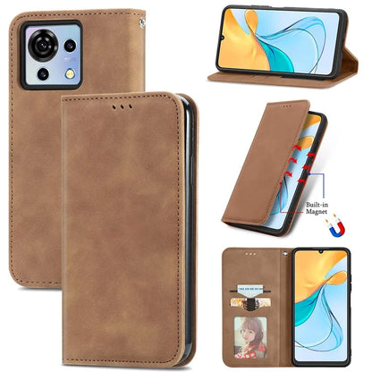 Phone Stand Case for ZTE Blade V50 Vita Shell Skin-touch PU Leather Cover
