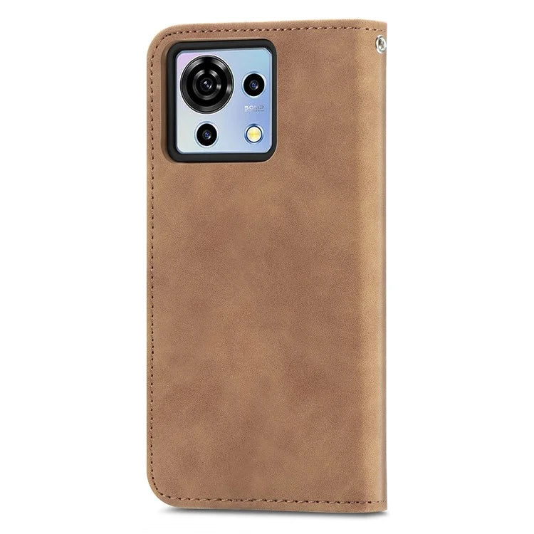 Phone Stand Case for ZTE Blade V50 Vita Shell Skin-touch PU Leather Cover