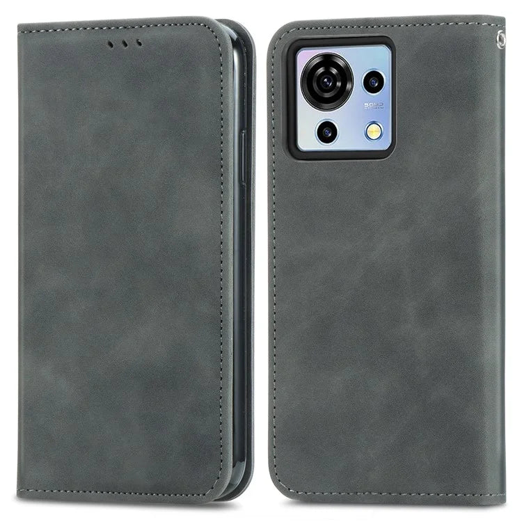 Phone Stand Case for ZTE Blade V50 Vita Shell Skin-touch PU Leather Cover