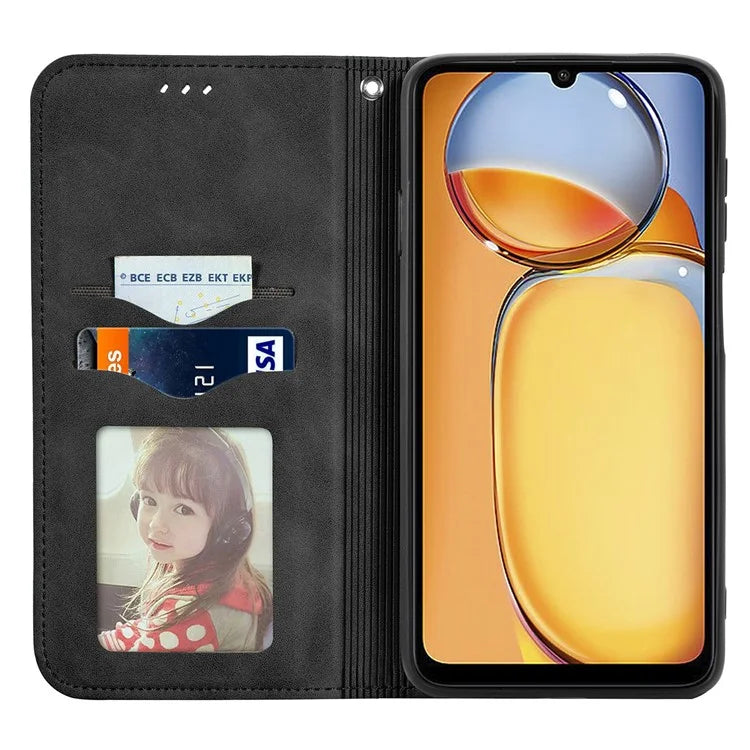 For Xiaomi Redmi 13C 4G / Poco C65 4G Leather Case Magnetic Absorption Phone Stand Cover