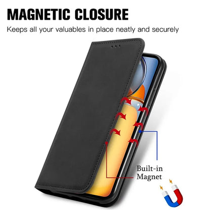 For Xiaomi Redmi 13C 4G / Poco C65 4G Leather Case Magnetic Absorption Phone Stand Cover