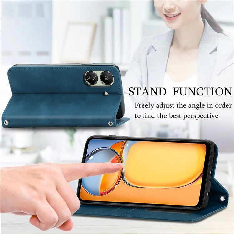 For Xiaomi Redmi 13C 4G / Poco C65 4G Leather Case Magnetic Absorption Phone Stand Cover