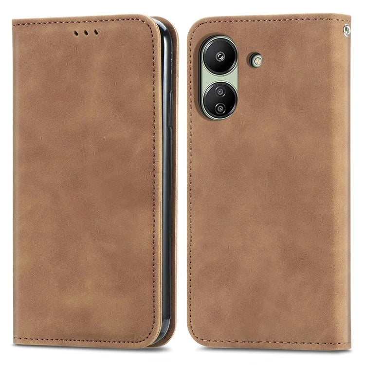 For Xiaomi Redmi 13C 4G / Poco C65 4G Leather Case Magnetic Absorption Phone Stand Cover