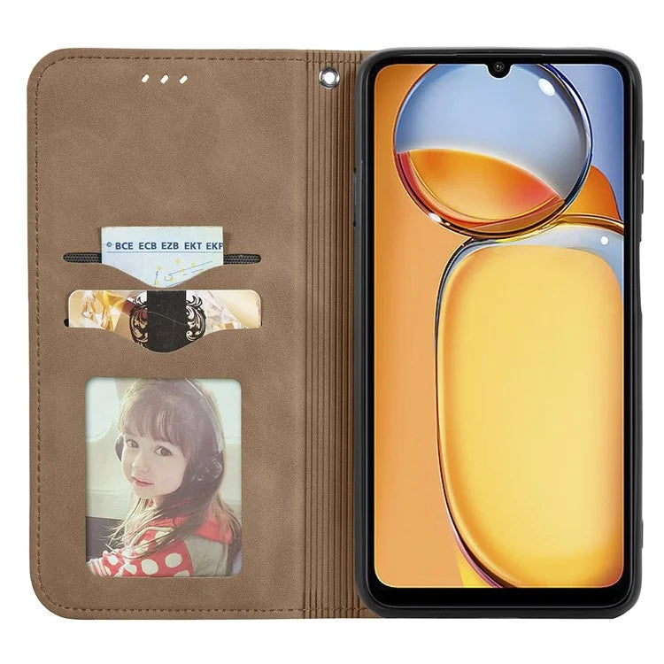 For Xiaomi Redmi 13C 4G / Poco C65 4G Leather Case Magnetic Absorption Phone Stand Cover