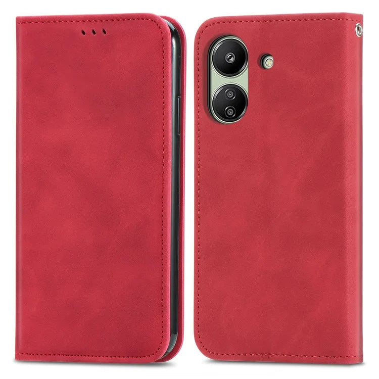 For Xiaomi Redmi 13C 4G / Poco C65 4G Leather Case Magnetic Absorption Phone Stand Cover