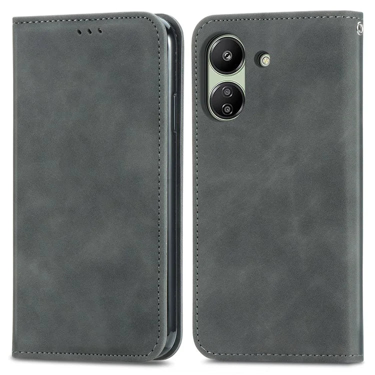 For Xiaomi Redmi 13C 4G / Poco C65 4G Leather Case Magnetic Absorption Phone Stand Cover