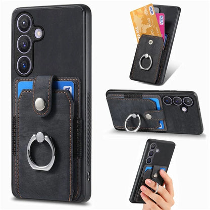 D2 Vintage Phone Case for Samsung Galaxy S24 Card Slots Ring Kickstand Cover