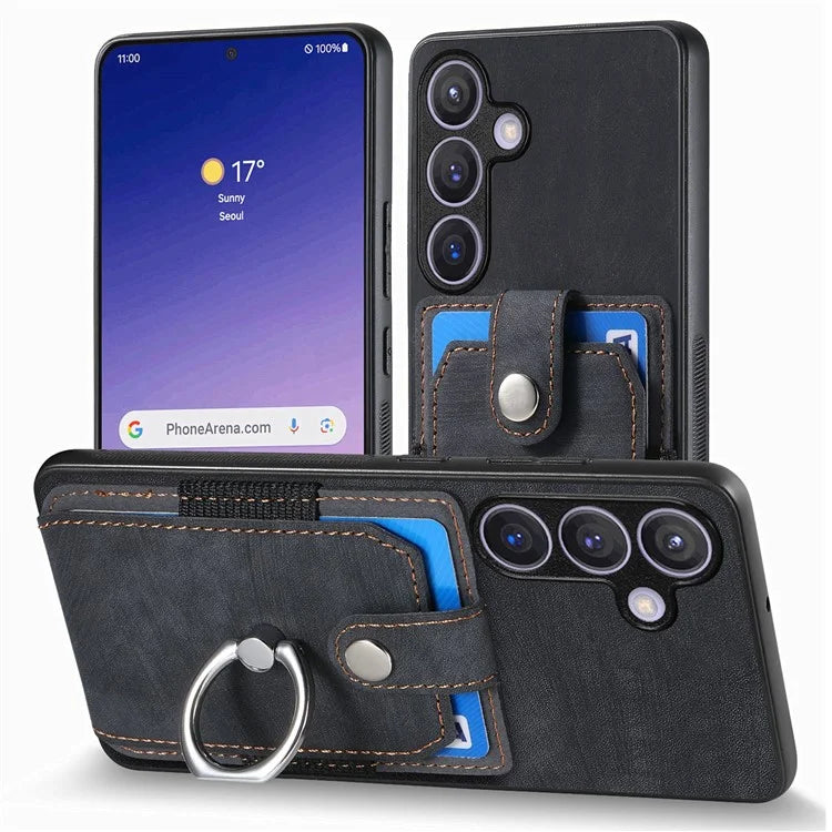 D2 Vintage Phone Case for Samsung Galaxy S24 Card Slots Ring Kickstand Cover
