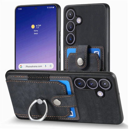 D2 Vintage Phone Case for Samsung Galaxy S24 Card Slots Ring Kickstand Cover