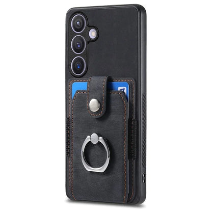 D2 Vintage Phone Case for Samsung Galaxy S24 Card Slots Ring Kickstand Cover