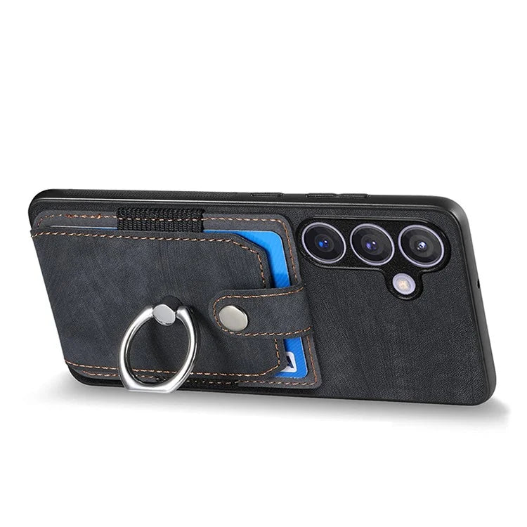 D2 Vintage Phone Case for Samsung Galaxy S24 Card Slots Ring Kickstand Cover