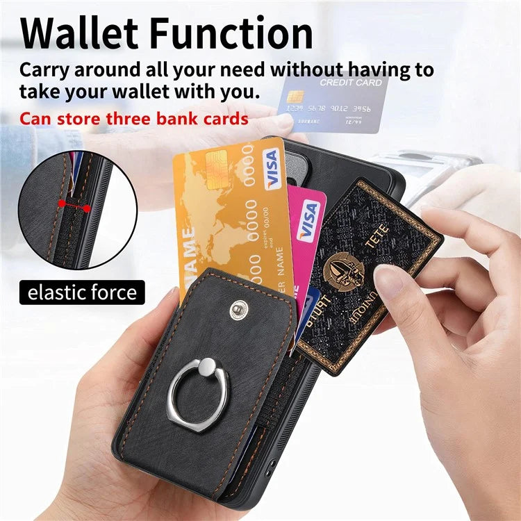 D2 Vintage Phone Case for Samsung Galaxy S24 Card Slots Ring Kickstand Cover