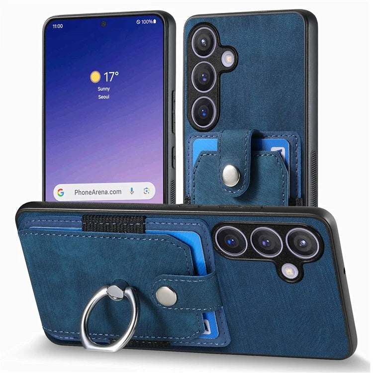 D2 Vintage Phone Case for Samsung Galaxy S24 Card Slots Ring Kickstand Cover