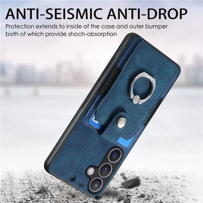 D2 Vintage Phone Case for Samsung Galaxy S24 Card Slots Ring Kickstand Cover