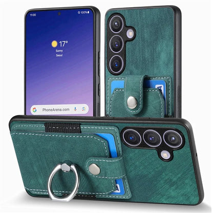 D2 Vintage Phone Case for Samsung Galaxy S24 Card Slots Ring Kickstand Cover