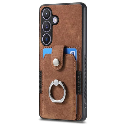 D2 Vintage Phone Case for Samsung Galaxy S24 Card Slots Ring Kickstand Cover