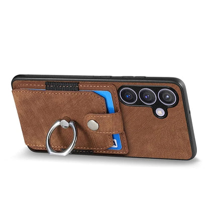 D2 Vintage Phone Case for Samsung Galaxy S24 Card Slots Ring Kickstand Cover