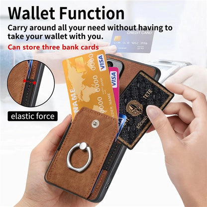 D2 Vintage Phone Case for Samsung Galaxy S24 Card Slots Ring Kickstand Cover