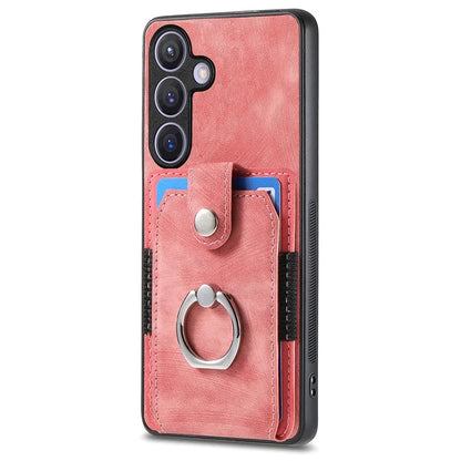 D2 Vintage Phone Case for Samsung Galaxy S24 Card Slots Ring Kickstand Cover