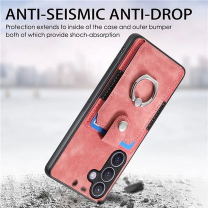 D2 Vintage Phone Case for Samsung Galaxy S24 Card Slots Ring Kickstand Cover
