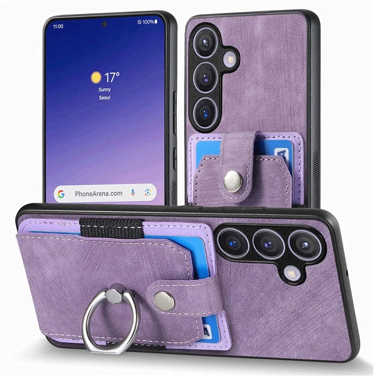 D2 Vintage Phone Case for Samsung Galaxy S24 Card Slots Ring Kickstand Cover