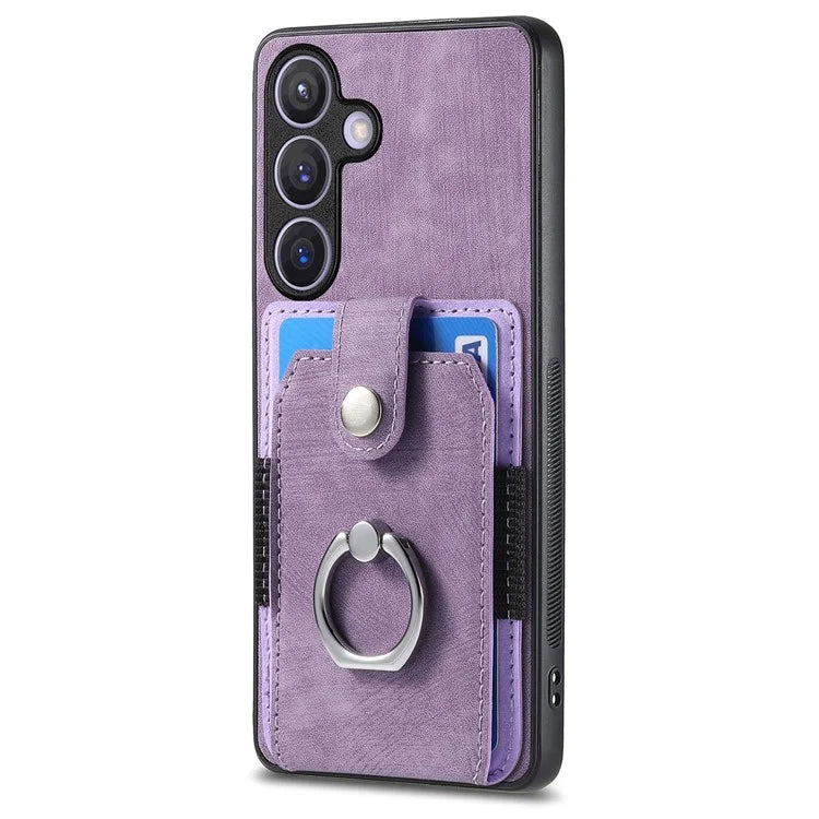 D2 Vintage Phone Case for Samsung Galaxy S24 Card Slots Ring Kickstand Cover