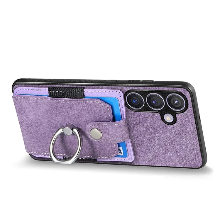 D2 Vintage Phone Case for Samsung Galaxy S24 Card Slots Ring Kickstand Cover