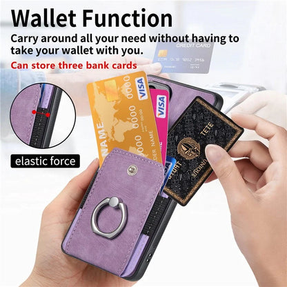 D2 Vintage Phone Case for Samsung Galaxy S24 Card Slots Ring Kickstand Cover