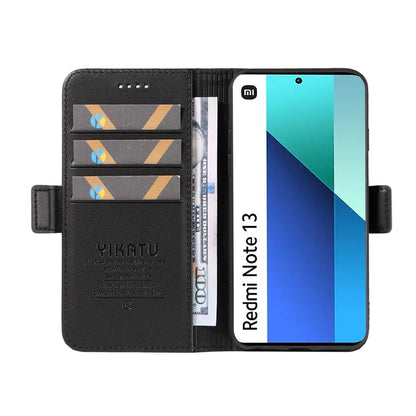 YIKATU YK-003 For Xiaomi Redmi Note 13 4G Leather Wallet Case Side Magnetic Clasp