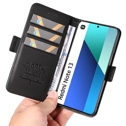 YIKATU YK-003 For Xiaomi Redmi Note 13 4G Leather Wallet Case Side Magnetic Clasp