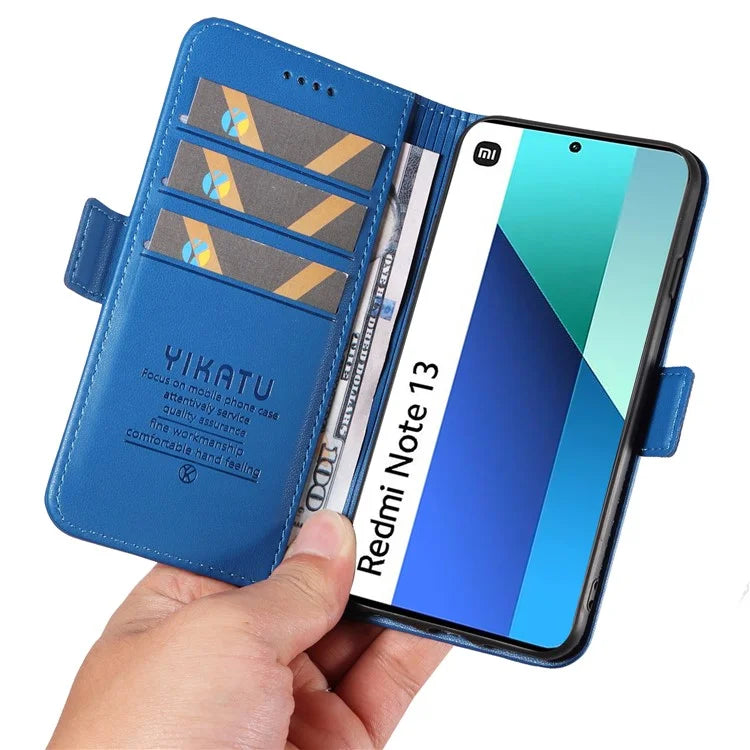 YIKATU YK-003 For Xiaomi Redmi Note 13 4G Leather Wallet Case Side Magnetic Clasp