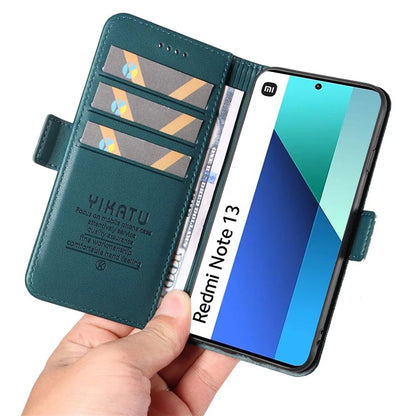 YIKATU YK-003 For Xiaomi Redmi Note 13 4G Leather Wallet Case Side Magnetic Clasp
