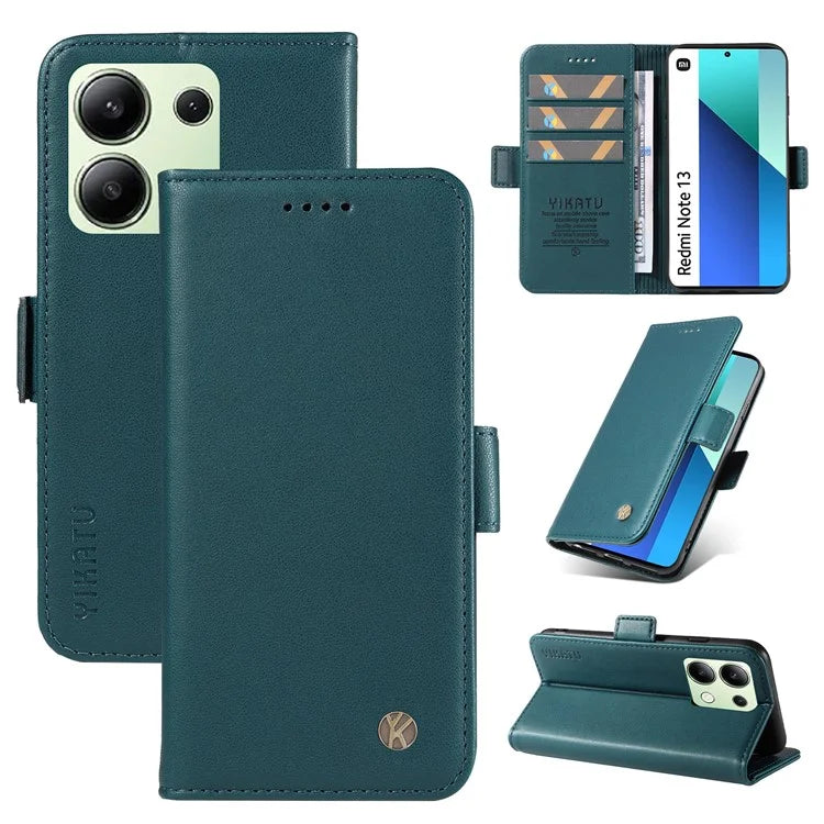 YIKATU YK-003 For Xiaomi Redmi Note 13 4G Leather Wallet Case Side Magnetic Clasp