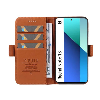 YIKATU YK-003 For Xiaomi Redmi Note 13 4G Leather Wallet Case Side Magnetic Clasp