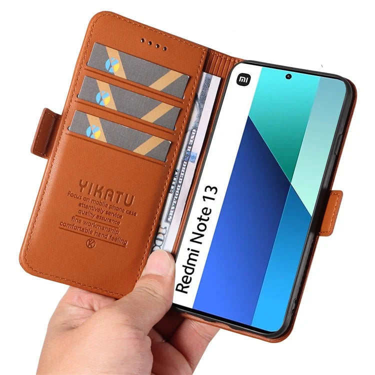YIKATU YK-003 For Xiaomi Redmi Note 13 4G Leather Wallet Case Side Magnetic Clasp
