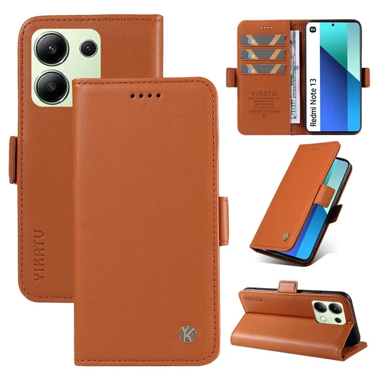 YIKATU YK-003 For Xiaomi Redmi Note 13 4G Leather Wallet Case Side Magnetic Clasp