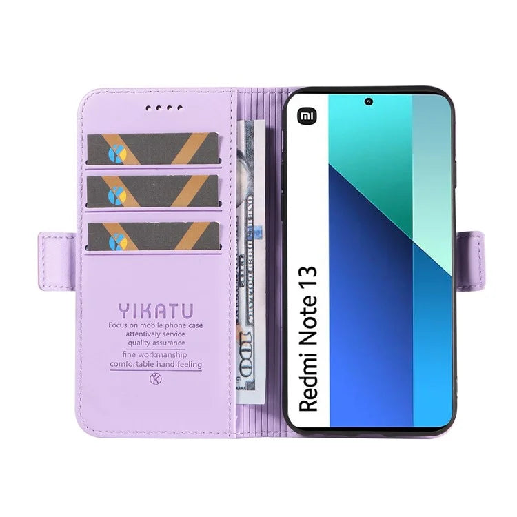 YIKATU YK-003 For Xiaomi Redmi Note 13 4G Leather Wallet Case Side Magnetic Clasp