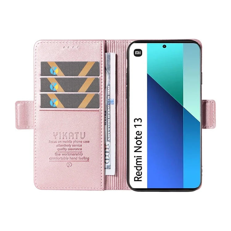 YIKATU YK-003 For Xiaomi Redmi Note 13 4G Leather Wallet Case Side Magnetic Clasp