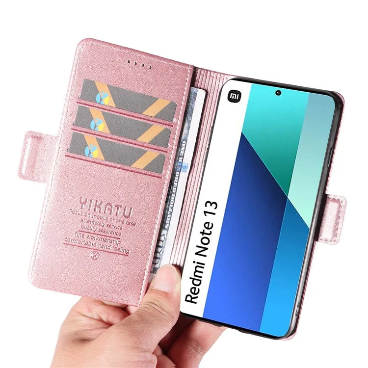 YIKATU YK-003 For Xiaomi Redmi Note 13 4G Leather Wallet Case Side Magnetic Clasp