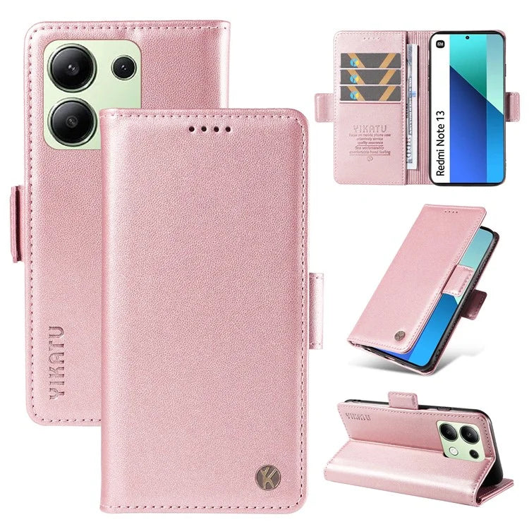 YIKATU YK-003 For Xiaomi Redmi Note 13 4G Leather Wallet Case Side Magnetic Clasp