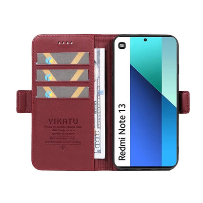 YIKATU YK-003 For Xiaomi Redmi Note 13 4G Leather Wallet Case Side Magnetic Clasp