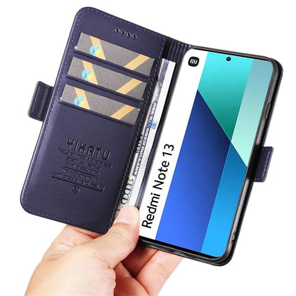 YIKATU YK-003 For Xiaomi Redmi Note 13 4G Leather Wallet Case Side Magnetic Clasp