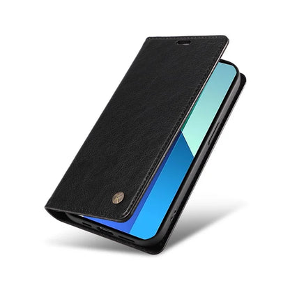YIKATU YK-006 For Xiaomi Redmi Note 13 4G Leather Case Magnetic Closing Litchi Texture