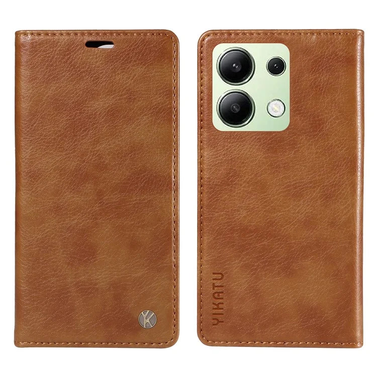 YIKATU YK-006 For Xiaomi Redmi Note 13 4G Leather Case Magnetic Closing Litchi Texture